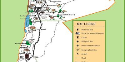 Peta dari Jordan lokasi wisata