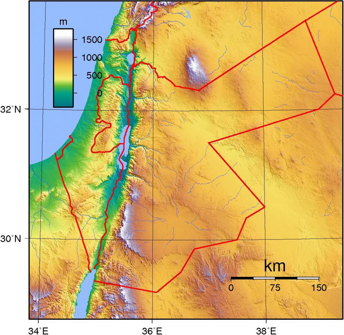 peta topografi Jordan