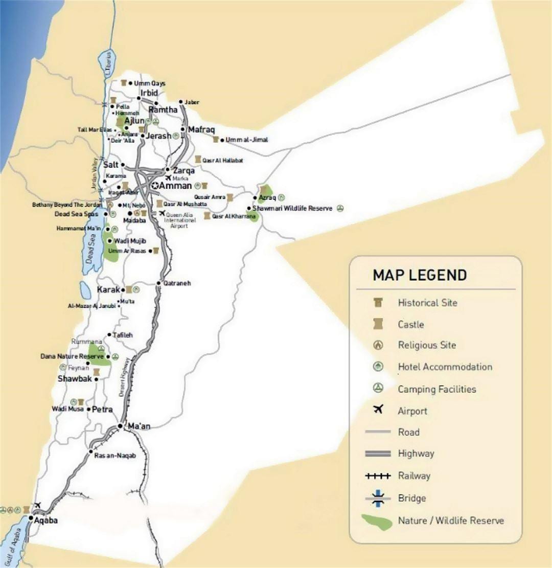Jordan wisata peta