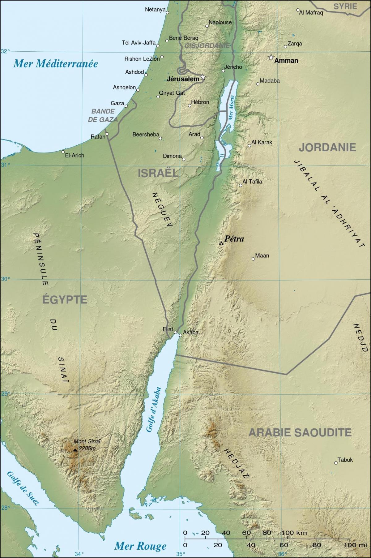 peta dari Yordania menunjukkan petra