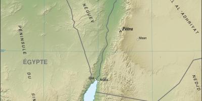 Peta dari Yordania menunjukkan petra